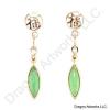 Gold-Plated Good Fortune Green Jade Earrings