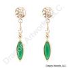 Gold-Plated Dark Green Jade Earrings