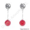 Blessing for Good Fortune Red Jade Globe Earrings