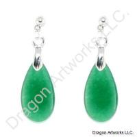 Chinese Green Jade Drop Earrings